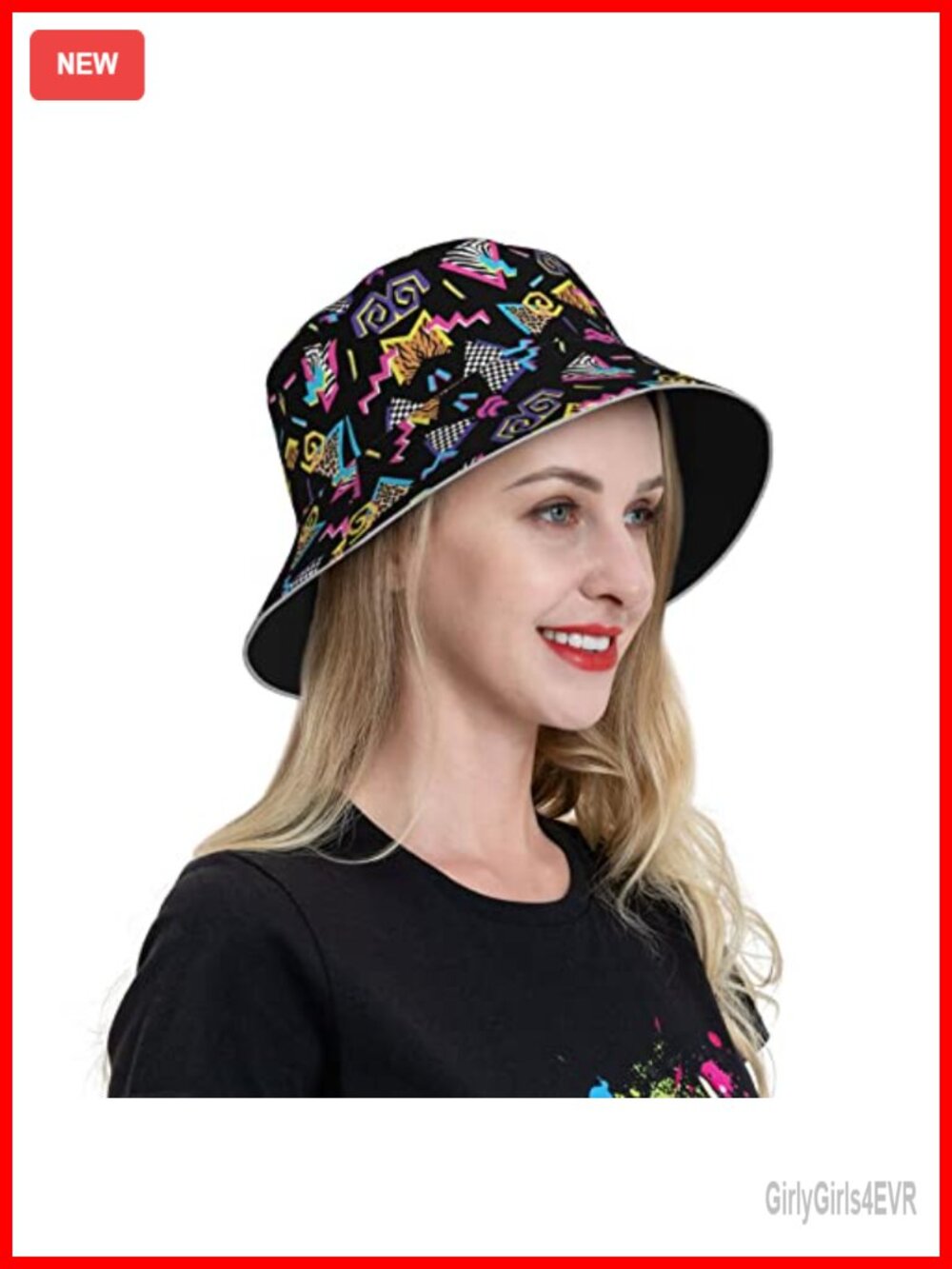 Retro 80s 90s Unisex Polyester Bucket Hat Packable Sun Hat - Picture 3 of 5